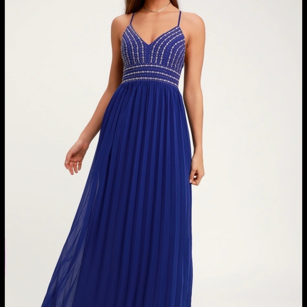 NEW LULU'S Glamorous Gala Royal Blue Maxi Dress M